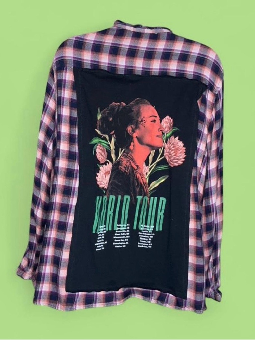 Upcycled Terra & Sky Lauren Daigle Plaid Button-Down with Ruffled trim